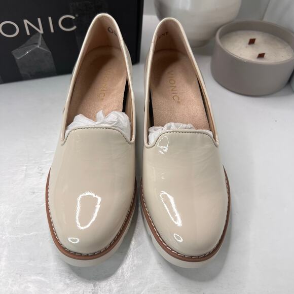 Vionic Willa Wedge Patent Leather Slip-on Loafer Cream Women's 7M NWB - Picture 5 of 11